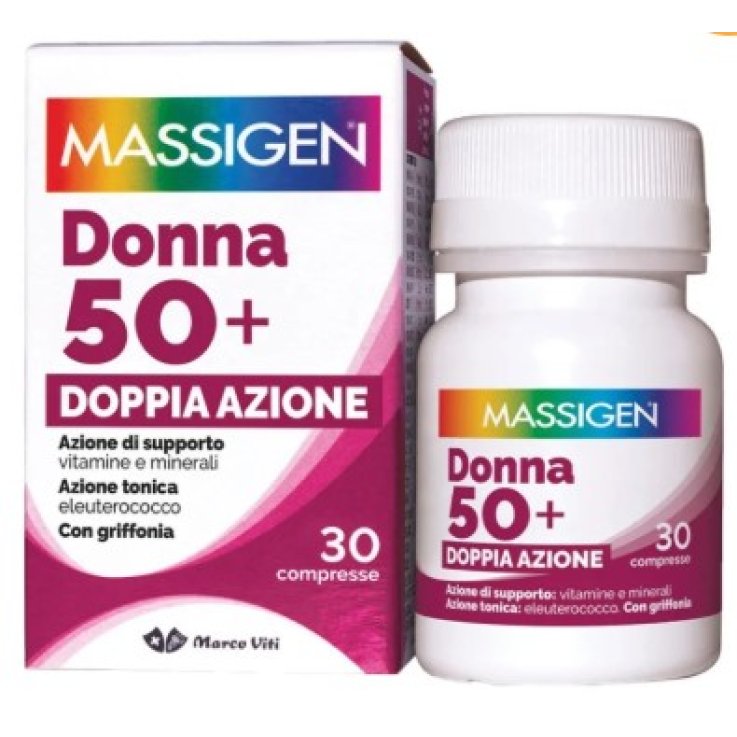 Massigen Multivitaminico Donna 50+ con Vitamina D &ndash; Integratore di Vitamine, Minerali ed Estratti Vegetali &ndash; 30 Compresse