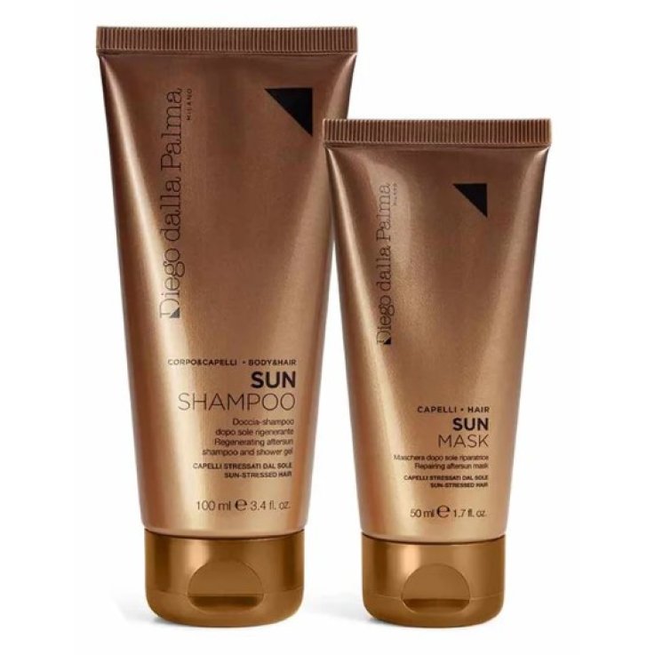 DIEGO DALLA PALMA KIT TRAVEL SOLARI CAPELLI DOCCIA SHAMPOO 100 ML + MASCHERA RIPARATRICE 50 ML