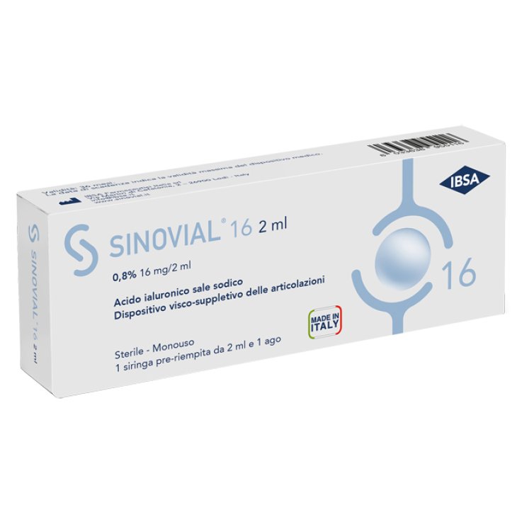 SIRINGA INTRA-ARTICOLARE SINOVIAL 16 ACIDO IALURONICO SALE SODICO 0,8% 16MG/2ML 2ML + AGO 21 GAUGE