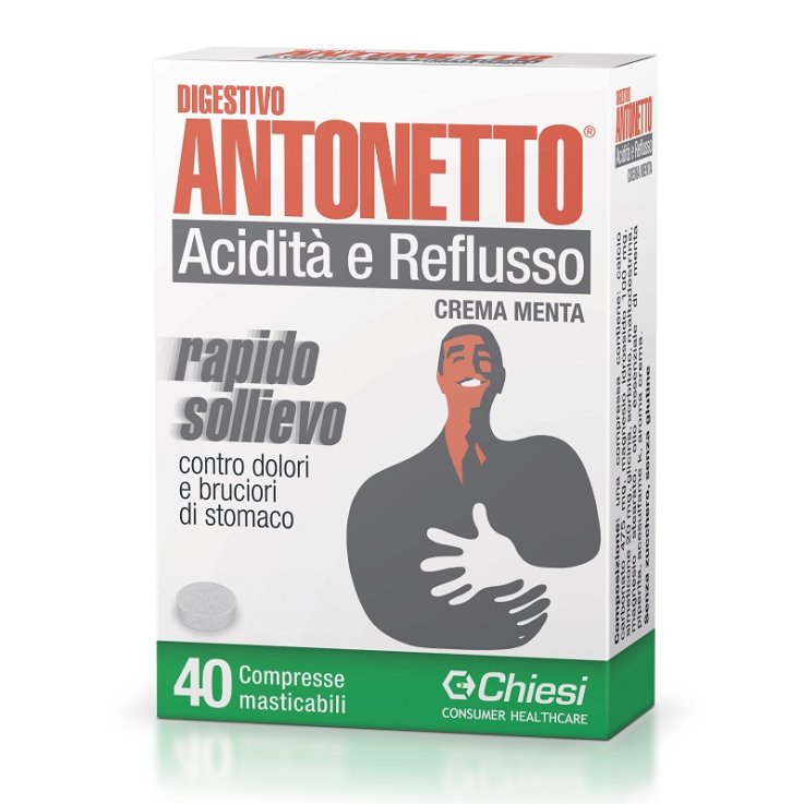 DIGESTIVO ANTONETTO ACIDITA' E REFLUSSO CREMA ALLA MENTA 40COMPRESSE MASTICABILI DIGESTIVO ANTONETTO ACIDITA' E REFLUSSO CREMA ALLA MENTA 40COMPRESSE MASTICABILI