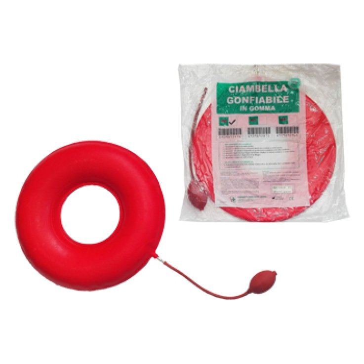CIAMBELLA GONFIABILE PER INVALIDI IN GOMMA ROSSA TEAM DELUXECON POMPA 40CM DIAMETRO