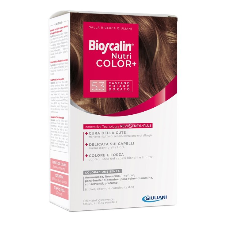 BIOSCALIN NUTRICOLOR PLUS 5,3 CASTANO CHIARO DORATO CREMA COLORANTE 40 ML + RIVELATORE CREMA 60 ML + SHAMPOO 12 ML + TRATTAMENTO FINALE BALSAMO 12 ML BIOSCALIN NUTRICOLOR PLUS 5,3 CASTANO CHIARO DORATO CREMA COLORANTE 40 ML + RIVELATORE CREMA 60 ML + SHAMPOO 12 ML + TRATTAMENTO FINALE BALSAMO 12 ML