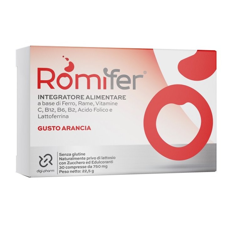 ROMIFER 30 COMPRESSE MASTICABILI 750 MG GUSTO ARANCIA SENZAGLUTINE NATURALMENTE PRIVO DI LATTOSIO CON ZUCCHERI ED EDULCORANTI