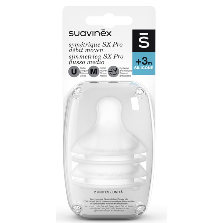 SUAVINEX SX PRO TETTARELLA IN SILICONE FISIOLOGICA PER BIBERON M 2 PEZZI