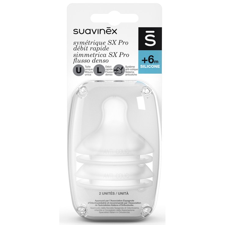 SUAVINEX SX PRO TETTARELLA IN SILICONE FISIOLOGICA PER BIBERON L 2 PEZZI