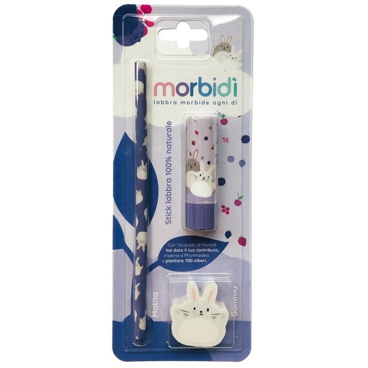 MORBIDI' KIT DISEGNO FRUTTI DI BOSCO STICK LABBRA + MATITA +GOMMA DA CANCELLARE