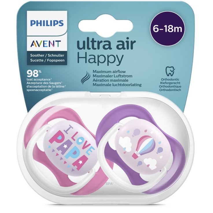 AVENT ULTRA AIR TETTARELLA ORTODONTICA PAPA/BALLOON 0/6 MESI2 PEZZI