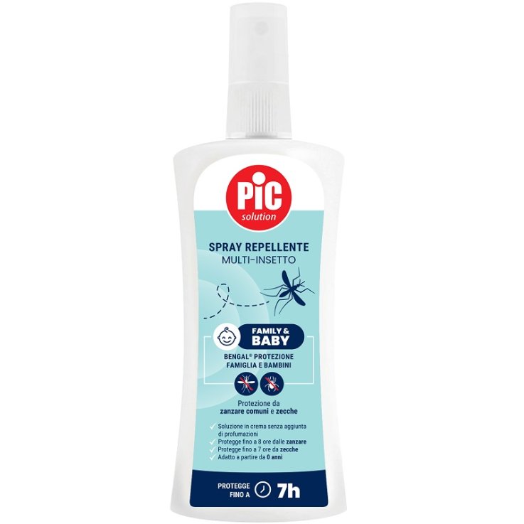 PIC SOLUTION BENGAL FAMILY & BABY PROTEZIONE FAMIGLIA E BAMBINI SPRAY REPELLENTE MULTI INSETTO 100 ML PIC SOLUTION BENGAL FAMILY & BABY PROTEZIONE FAMIGLIA E BAMBINI SPRAY REPELLENTE MULTI INSETTO 100 ML
