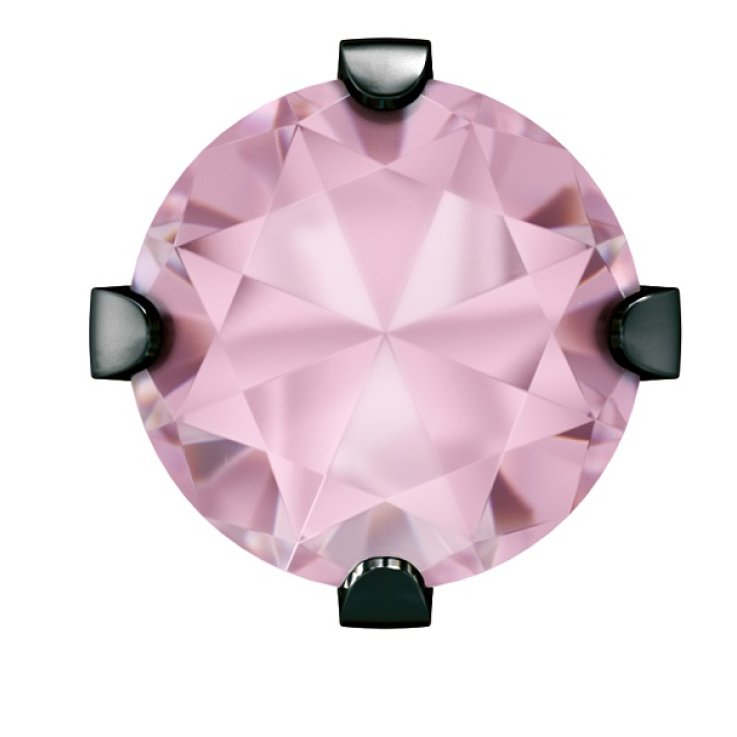 SYSTEM75 ZIRCONE CUBICO CRISTALLO ROSA 4 MM ACCIAIO CHIRURGICO NERO 2 PEZZI 267