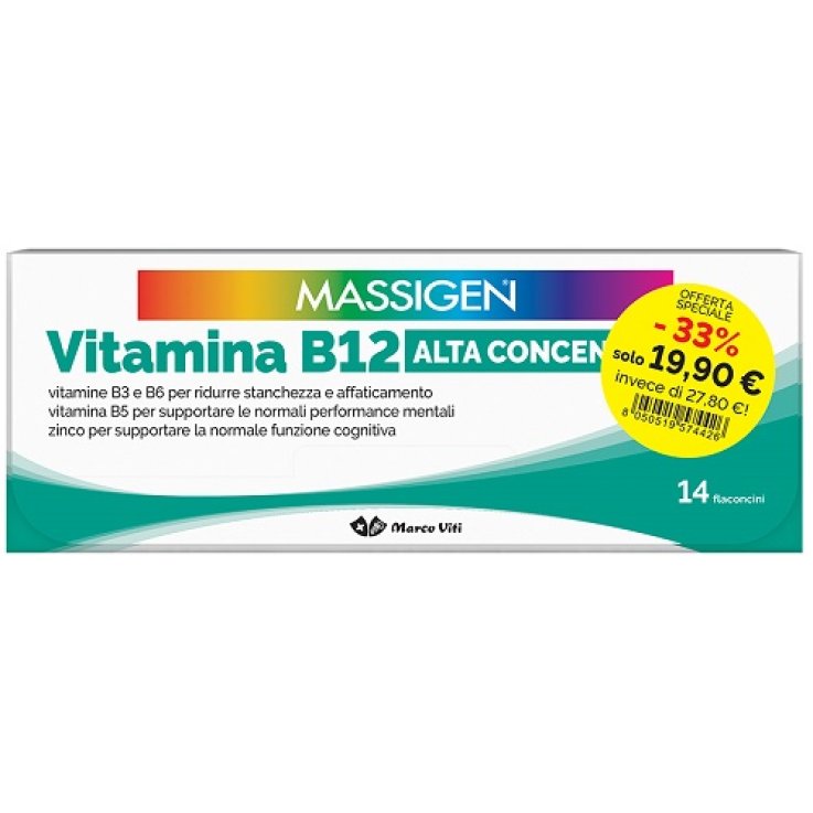 MASSIGEN VITAMINA B12 ALTA CONCENTRAZIONE 14+14 FLACONCINI DA 8 ML