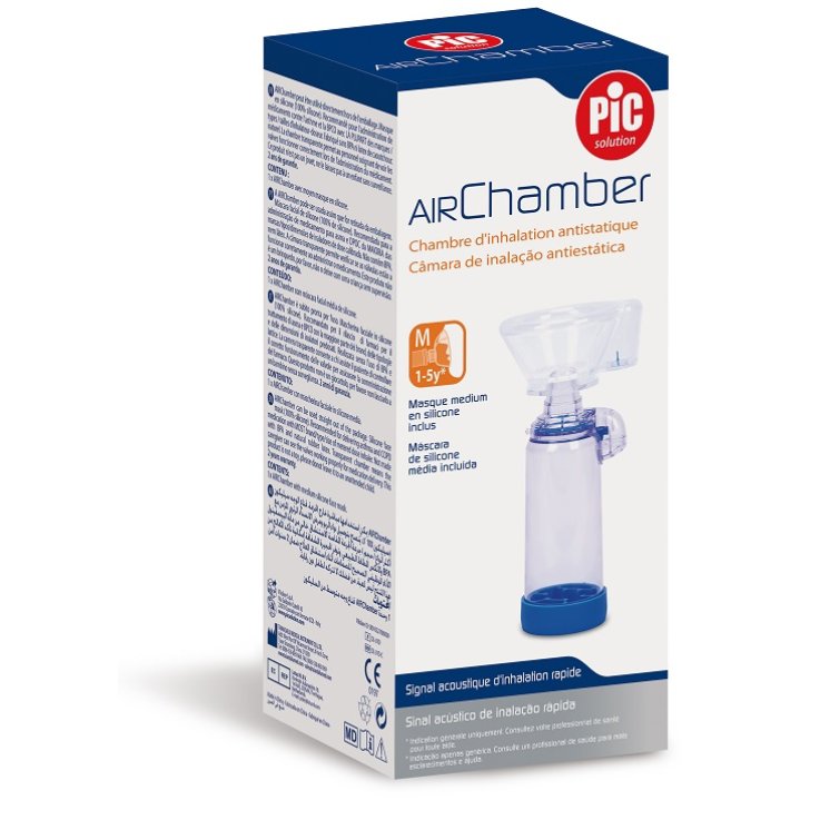 CAMERA DI INALAZIONE ANTISTATICA PIC SOLUTION AIRCHAMBER MASCHERINA FACCIALE IN SILICONE MEDIA 1-5 ANNI