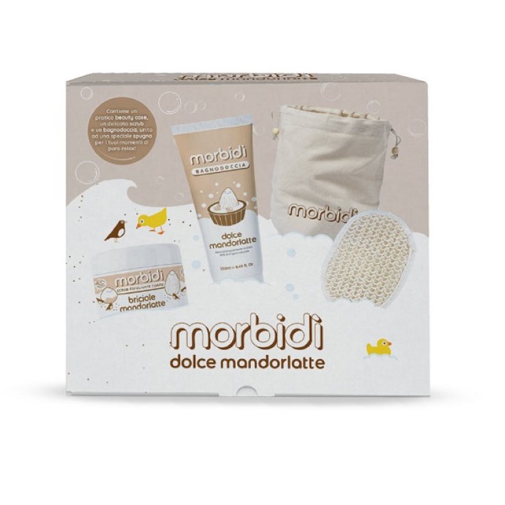 MORBIDI' REGALO KIT MANDORLATTE 1 BAGNODOCCIA + 1 SCUB + 1 SPUGNA SCRUB + 1 BEAUTY