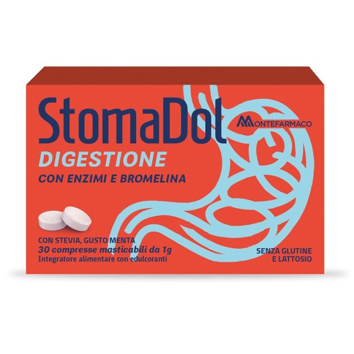 STOMADOL DIGESTIONE 30 COMPRESSE MASTICABILI -Integratore per Favorire la Digestione e il Benessere Gastrointestinale