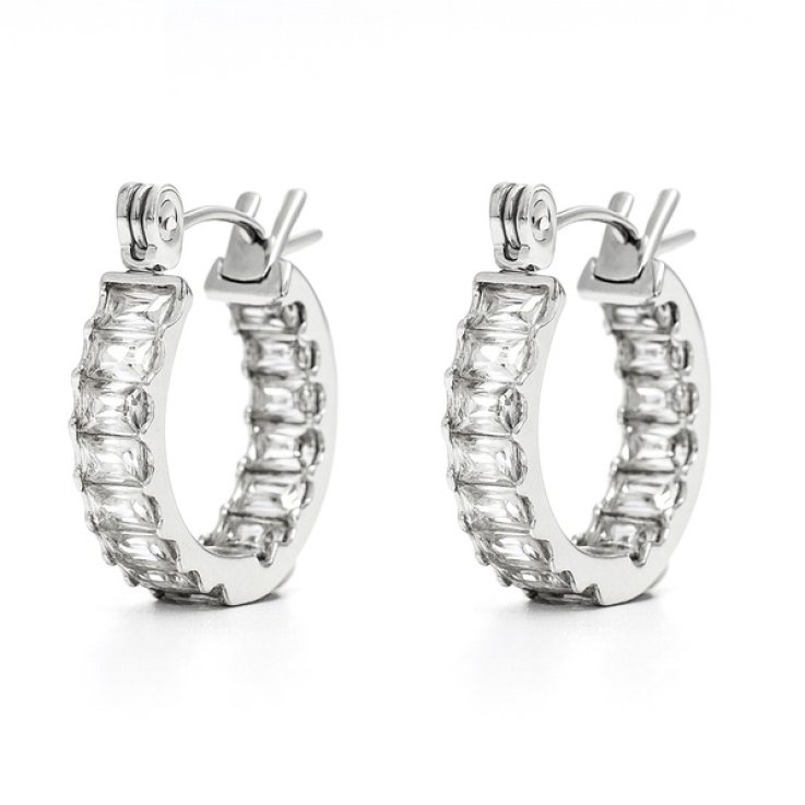 MYLOVLY GIOIELLI MUST HAVE ORECCHINO CERCHIO BAGUETTE ARGENTO