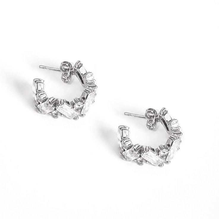 MYLOVLY GIOIELLI GLOW CERCHIO BAGUETTE ACCIAIO ARGENTO 316LZIRCONE A5