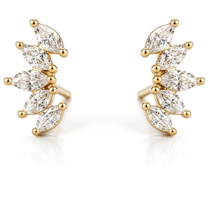 MYLOVLY GIOIELLI GLOW CORONA STILE HELYX ACCIAIO ORO 316L ZIRCONE A5