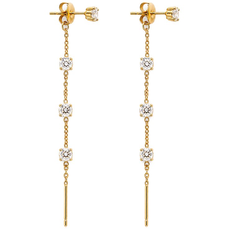 MYLOVLY GIOIELLI GLOW FALSO SALISCENDI 4 PUNTI LUCE ORO ACCIAIO 316L ZIRCONE A5