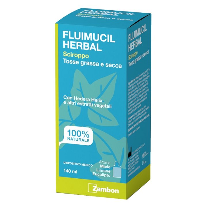FLUIMUCIL HERBAL SCIROPPO TOSSE GRASSA E SECCA 140 ML AROMAMIELE LIMONE EUCALIPTO SENZA GLUTINE SENZA LATTOSIO