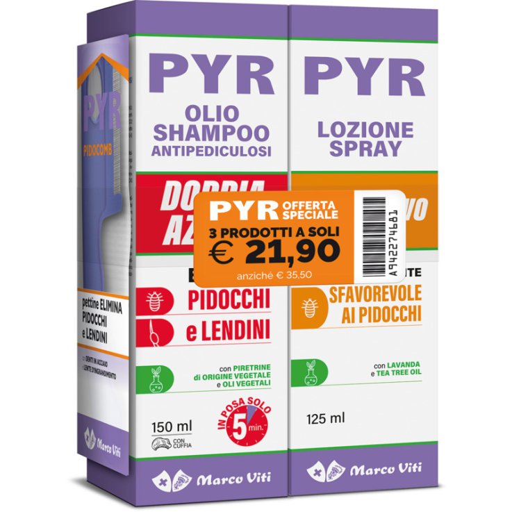 PYR ABB OLIO SHAMPOO ANTIPEDICULOSI + 1 OLIO SHAMPOO DOPPIAAZIONE + 1 LOZIONE SPRAY + 1 PETTINE LENDINI