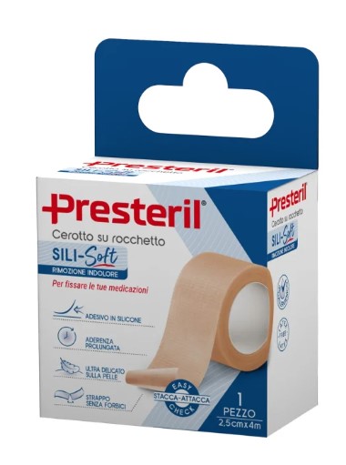 CEROTTO PRESTERIL SILI-SOFT SKIN IN ROCCHETTO 2,5 CM X 4 M - Farmapanda Srl