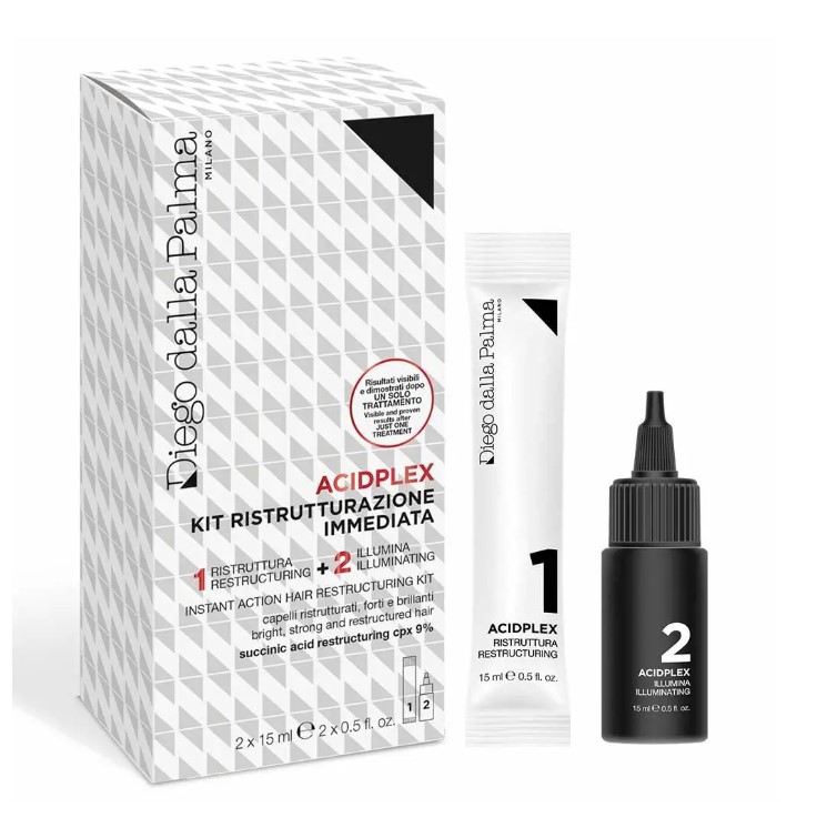 DIEGO DALLA PALMA KIT RISTRUTTURAZIONE IMMEDIATA AZIONE URTO 1 BUSTINA RISTRUTTURA 15 ML + 1 FLACONE ILLUMINA 15 ML - Farmapanda Srl