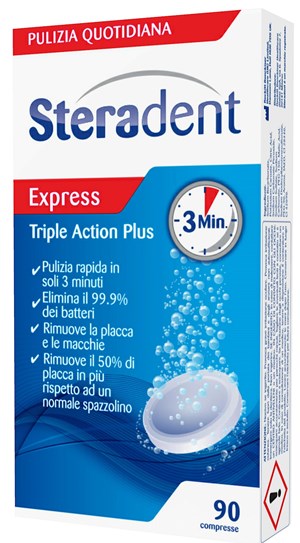 STERADENT TRIPLE ACTION PLUS 90 COMPRESSE PULENTI - Farmapanda Srl