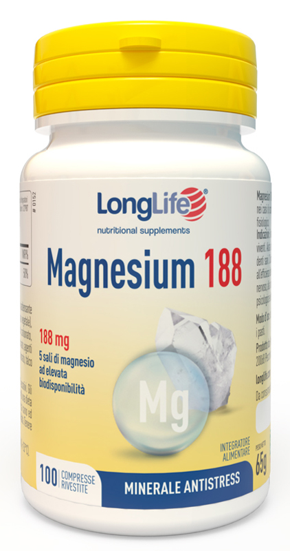 LONGLIFE MAGNESIUM 188 100 COMPRESSE RIVESTITE DA 6,5 G - Farmapanda Srl