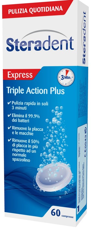 STERADENT TRIPLE ACTION PLUS 60 COMPRESSE PULENTI - Farmapanda Srl
