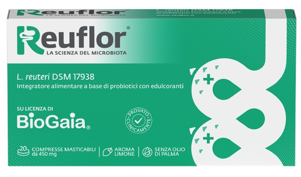 REUFLOR 20 COMPRESSE MASTICABILI AROMA LIMONE - Farmapanda Srl