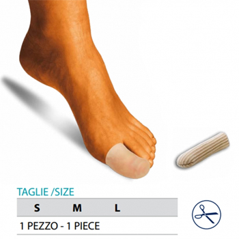 ORIONE OK PED G105 CAPPUCCIO PROTEGGI DITA GEL POLIMERO RIVESTITO TESSUTO L 1 PEZZO - Farmapanda Srl