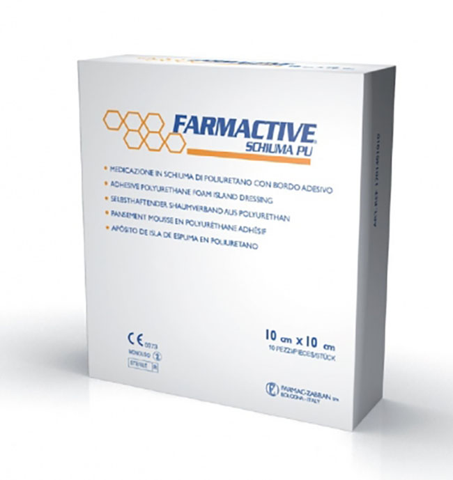 CEROTTO FARMACTIVE SCHIUMA IN POLIURETANO 10X10 CM 10 PEZZI - Farmapanda Srl