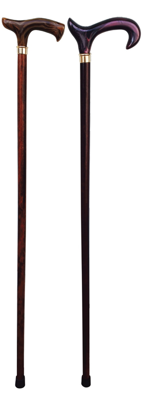 BASTONE LEGNO DONNA IMPUGNATURA FISIOLOGICA MARMORIZZATO LEGNO SCURO - Farmapanda Srl