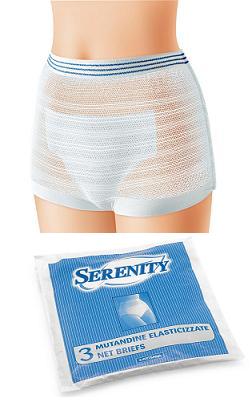 MUTANDINA ELASTICA RETTANGOLARE A RETE SERENITY L 3 PEZZI - Farmapanda Srl