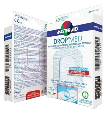 MEDICAZIONE COMPRESSA AUTOADESIVA DERMOATTIVA IPOALLERGENICA AERATA MASTER-AID DROP MED 10X12 5 PEZZI - Farmapanda Srl