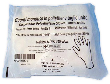 GUANTO MONOUSO IN PVC MISURA UNICA 100 PEZZI - Farmapanda Srl