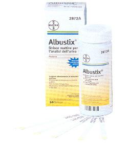 STRISCIA REATTIVA ALBUSTIX PER RICERCA DELLE PROTEINE NELLE URINE 50 PEZZI CODICE ARTICOLO 2872C - Farmapanda Srl