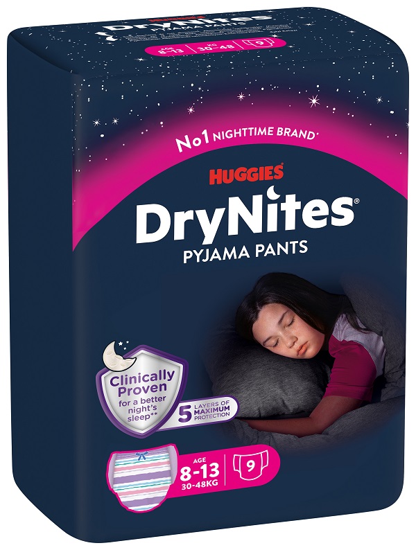 PANNOLINO HUGGIES DRYNITES 8/13 ANNI GIRL L 30/48KG 9 PEZZI - Farmapanda Srl