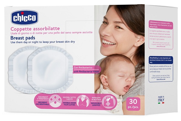 CHICCO COPPETTA ASSORBILATTE ANTIBATTERICA 30 PEZZI - Farmapanda Srl