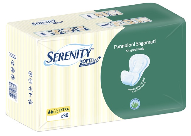 PANNOLONE PER INCONTINENZA SAGOMATO SERENITY SOFTDRY+ ALOE EXTRA 30 PEZZI - Farmapanda Srl
