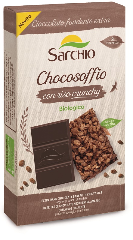 CHOCOSOFFIO BARRETTA CIOCCOLATO FONDENTE EXTRA E RISO CROCCANTE 3 PEZZI DA 25 G - Farmapanda Srl