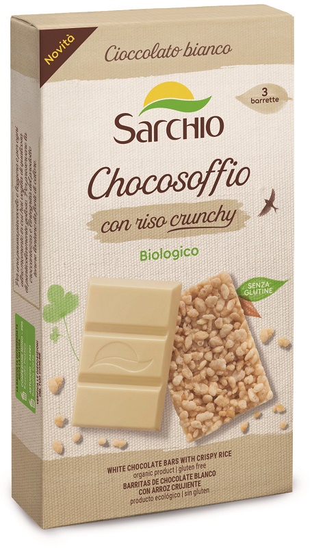 CHOCOSOFFIO BARRETTA CIOCCOLATO BIANCO CON RISO CROCCATE 3 PEZZI DA 25 G - Farmapanda Srl
