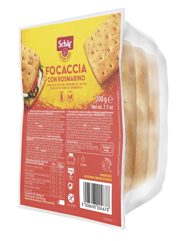 SCHAR FOCACCIA CON ROSMARINO SENZA LATTOSIO 200 G - Farmapanda Srl
