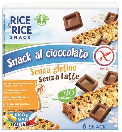 RICE&RICE SNACK DI RISO AL CIOCCOLATO 6 X 21 G SENZA LIEVITO - Farmapanda Srl