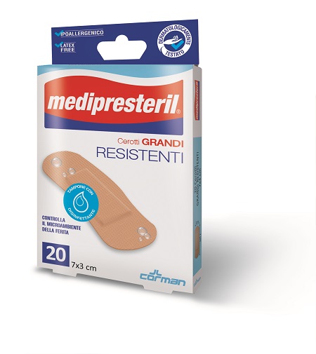 CEROTTO GRANDE MEDIPRESTERIL RESISTENTE 7X3CM 20 PEZZI - Farmapanda Srl