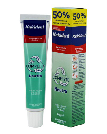 KUKIDENT NEUTRO COMPLETE CREMA ADESIVA PER PROTESI DENTARIE 70 G - Farmapanda Srl