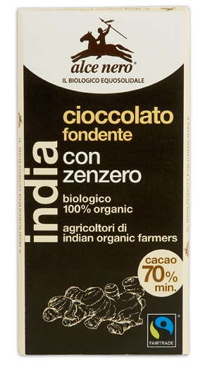 TAVOLETTA DI CIOCCOLATO FONDENTE BIO CON ZENZERO DELL'ECUADOR FAIRTRADE 50 G - Farmapanda Srl
