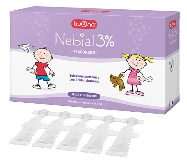 NEBIAL FLACONCINI SOLUZIONE SALINA IPERTONICA DI SODIO CLORURO AL 3% CON ACIDO IALURONICO 20X5 ML - Farmapanda Srl