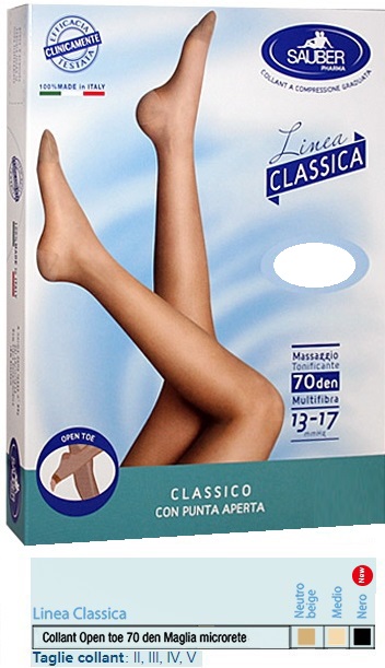 SAUBER COLLANT OPEN TOE MAGLIA MICRORETE 70 DEN COLORE MEDIO 4 LINEA CLASSICA - Farmapanda Srl