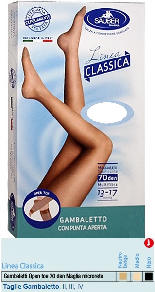SAUBER GAMBALETTO OPEN TOE MAGLIA MICRORETE 70 DEN COLORE NEUTRO BEIGE TAGLIA 3 LINEA CLASSICA - Farmapanda Srl