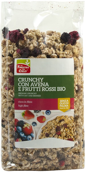 FSC CRUNCHY CON AVENA E FRUTTI ROSSI BIO AD ALTO CONTENUTO DI FIBRE CON OLIO DI GIRASOLE SENZA OLIO DI PALMA 375 G - Farmapanda Srl